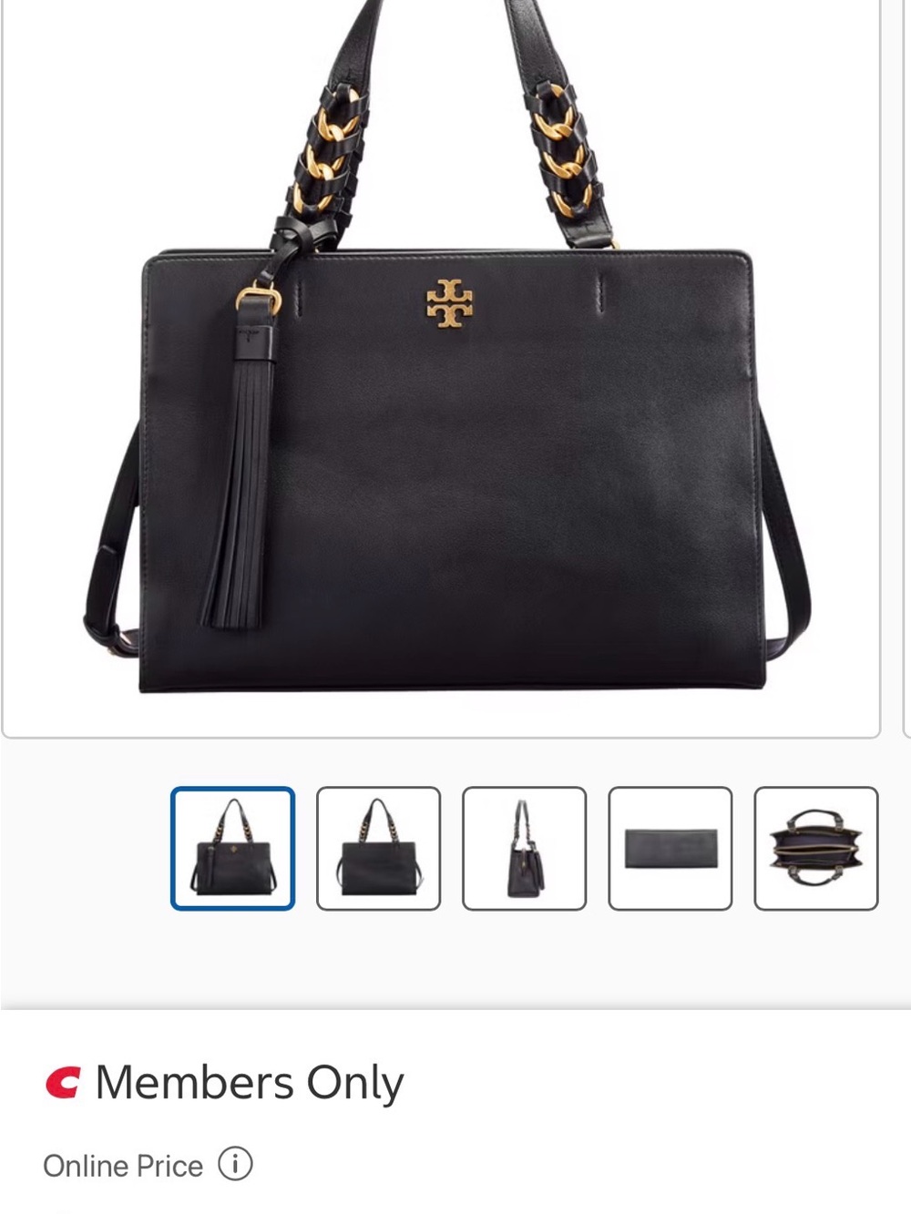 Tory Burch Black Leather Tote with Gold Hardware and Tassel